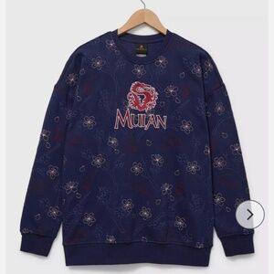 Our Universe Disney Mulan Topographic Cherry Blossom Pullover Sweater Small